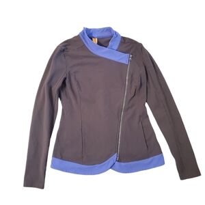 Lucy Athletic Women's Gray Purple Asymetrical Zip‎ Yoga Workout Jacket Small